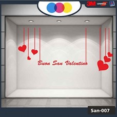 Vetrofania San Valentino - Cuori adesivi - Dimensioni 100X70 cm - rosso - Vetrine per negozi - love, san valentino, stickers, adesivi