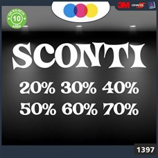 Vetrofanie - SCONTI - 20%-30%-40%-50%-60%-70% (BIANCO) ADESIVI VETRINE NEGOZI - Vetrine negozi per saldi, stickers, adesivi Cod.1397