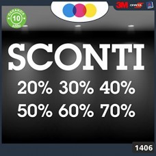Vetrofanie - SCONTI - 20%-30%-40%-50%-60%-70% (BIANCO) ADESIVI VETRINE NEGOZI - Vetrine negozi per saldi, stickers, adesivi Cod.1406