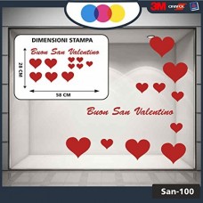 Vetrofania San Valentino - 11 ADESIVI - Cuori adesivi - rosso - Vetrine per negozi - love, san valentino, stickers, adesivi