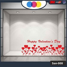 Vetrofania San Valentino - Cuori adesivi - Dimensioni 90X60 cm - rosso - Vetrine per negozi - love, san valentino, stickers, adesivi