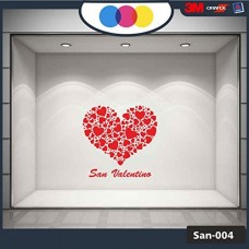 Vetrofania San Valentino - Cuori adesivi - Dimensioni 80X55 cm - rosso - Vetrine per negozi - love, san valentino, stickers, adesivi