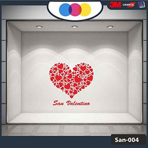 Vetrofania San Valentino - Cuori adesivi - Dimensioni 80X55 cm